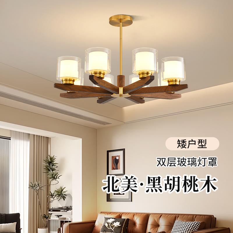 古风美式复古风卧室吊灯法式中古高级感实木设计师款艺术灯具