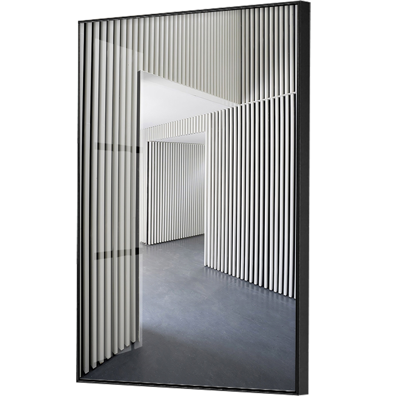 客厅玄关简约装饰画黑白灰几何线条延伸建筑挂画空间巨幅靠墙壁画图片