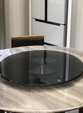 MA98灰色玻璃钢化防爆家用铝合金底座圆桌面标配餐桌浅黑高档转盘