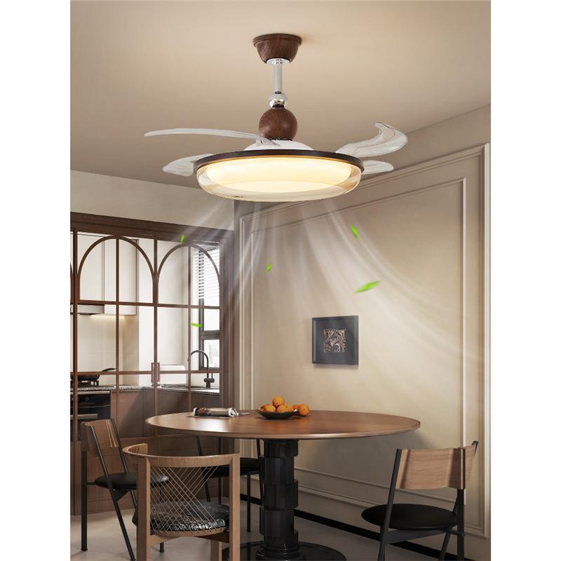 卧室风扇灯中古vintage隐形电扇一体灯主卧餐厅吊扇灯家用电扇灯