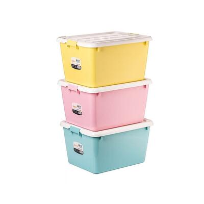 茶花收纳箱收纳盒家用宿舍塑料加厚衣物整理带轮储物箱家用C28004