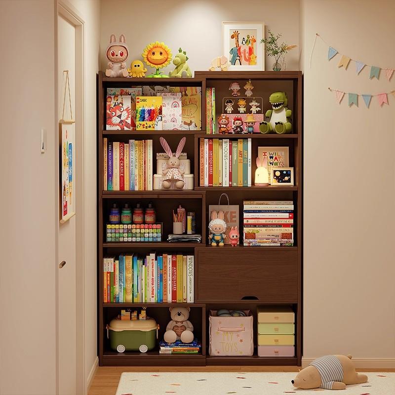 全实木儿童书柜可伸缩储物柜一体靠墙置物架落地学生家用门后书架