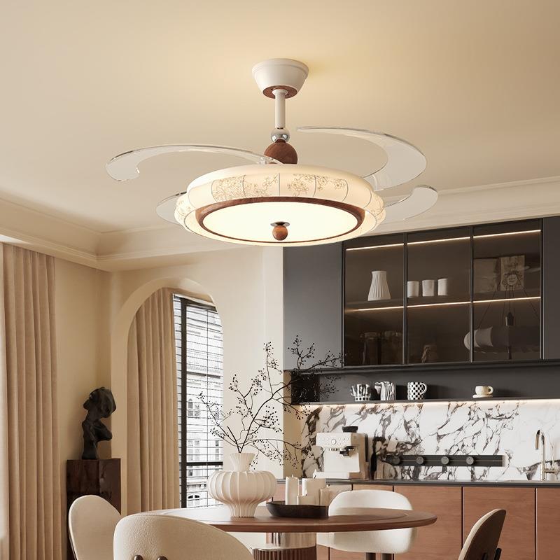 宋氏美学中古风吊扇灯客厅复古隐形风扇灯护眼书房民宿卧室吊灯