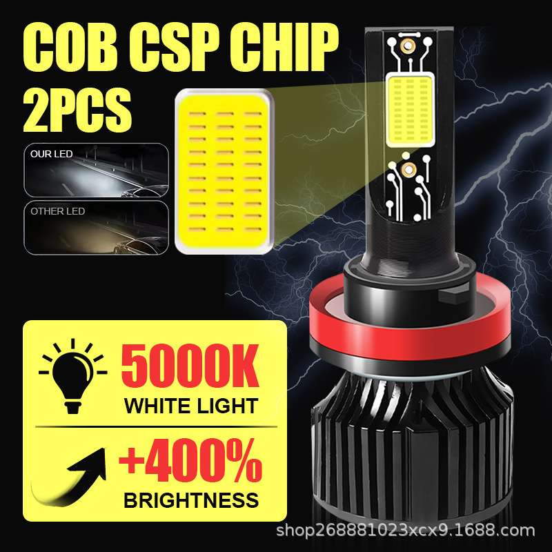 2PCS超亮汽车LED前大灯泡近光灯H1H7H4远近光一体H11灯泡超亮白光