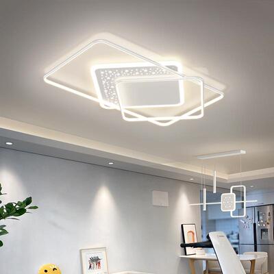 广东中山灯具客厅灯北欧简约现代2023年新款白色长方形led吸顶灯