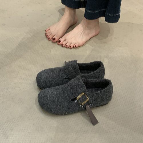 奥特莱斯折扣店撤柜清仓勃肯鞋女棉鞋2026新款秋冬一脚蹬毛毛鞋冬