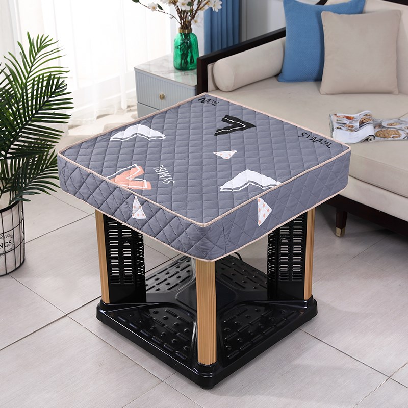 分体揭盖正方形烤火炉罩加厚夹棉桌罩双面烤火桌罩套开孔烤火罩子