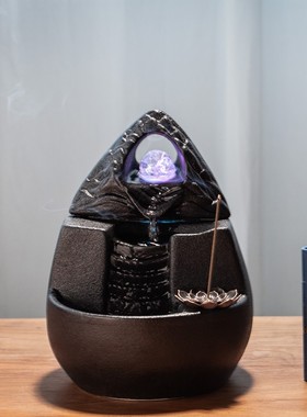 陶瓷流水器摆件中式喷泉装饰水景桌面招财客厅禅意玄关办公室鱼缸