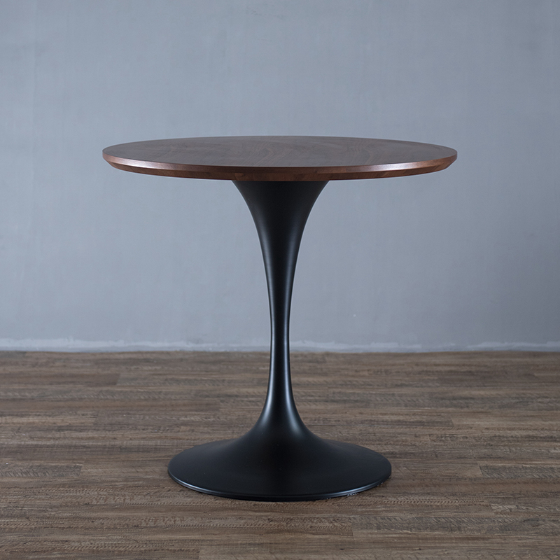 北欧简约圆桌家用郁金香胡桃木餐桌小户型咖啡桌美式洽谈小圆桌子