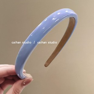 漆面高级感发卡女2024新款 法式 头箍盘发器 亮色皮革发箍 仙女风