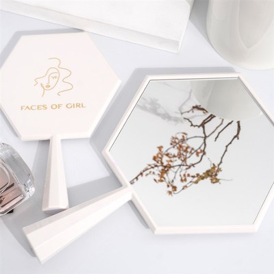 手柄镜子手持化妆镜大号复古迷你美容院专用便携定制logo