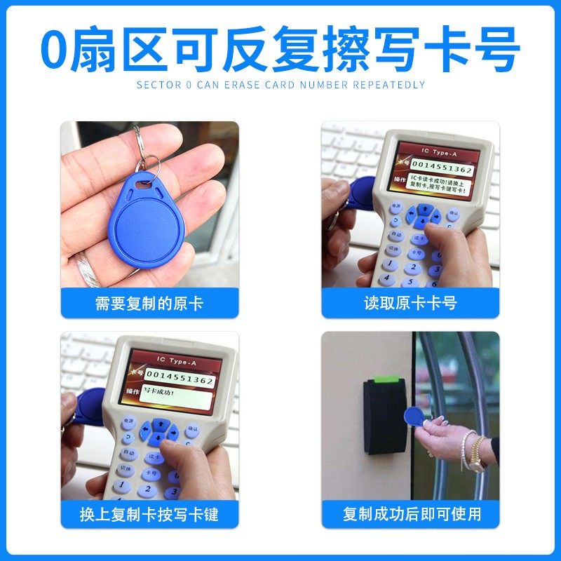 小区门禁卡电子感应卡IC钥匙扣ID卡物业电梯卡UID可复制卡配卡器