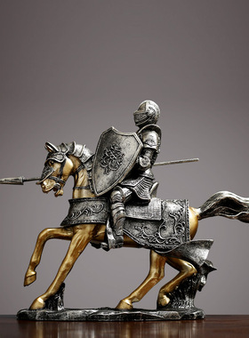 北欧轻奢铠甲骑士马到成功摆件创意中式客厅办公室装饰品开业礼品