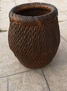 民俗老物件怀旧农具摆件木桶提篮斗笠米升簸箕木犁搓衣板影视道具