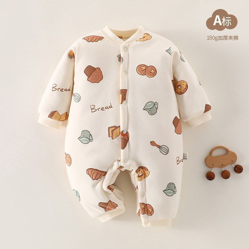 冬季婴儿服a类宝宝夹棉连体衣加厚保暖棉衣长袖无骨宝宝棉衣爬服