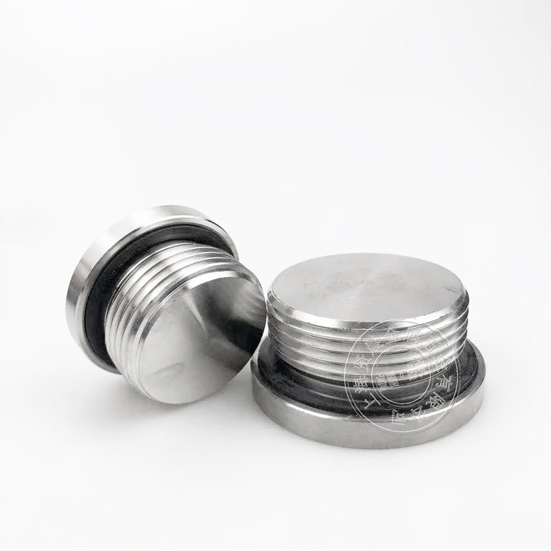 316L不锈钢内六角带ED圈法兰面堵头带边管堵垫片1 2 3 4 6分M8-20