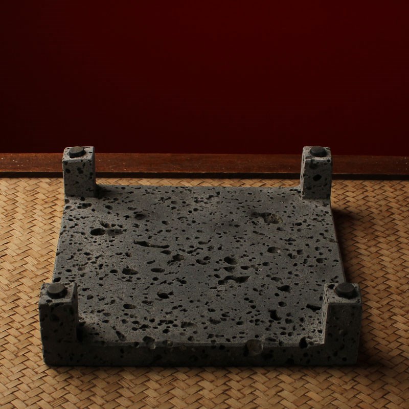 石头底座天然石耐高温铁壶隔热台座花盆石台花几桌面石材壶承石垫