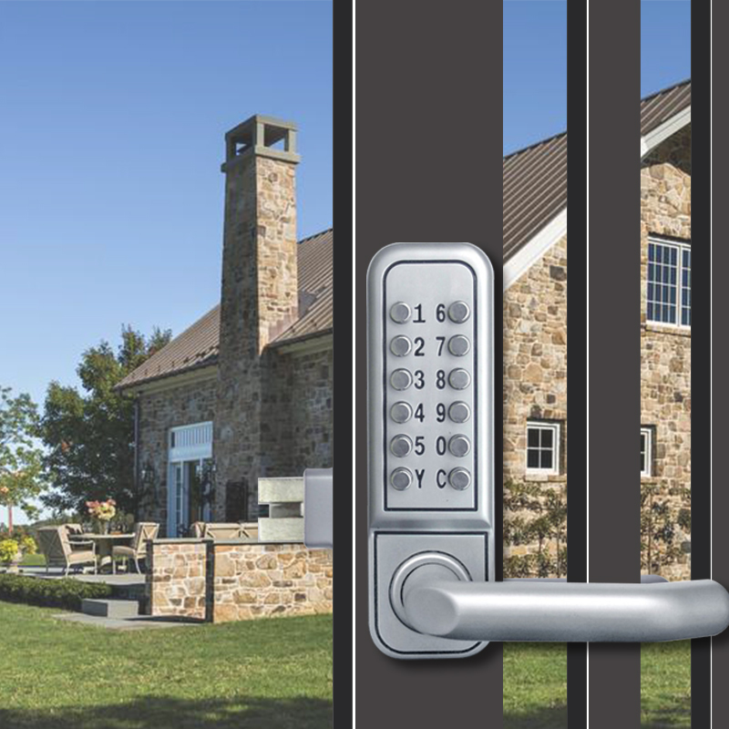 防水防晒机械密码户外花园栏栅门防腐门铁门铝框玻璃门断桥铝门锁