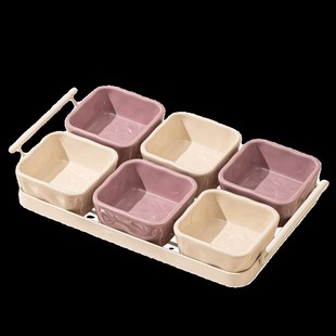 轻奢陶瓷果盘带托盘 分格水果盘客厅干果零食小吃碟点心糖果盘