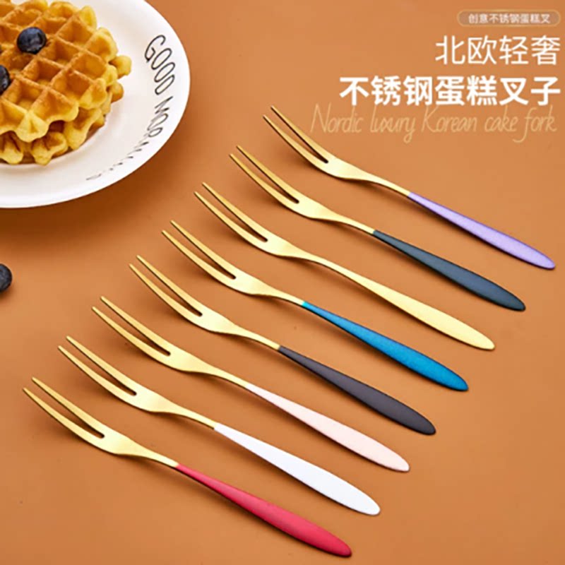 304不锈钢水果叉餐具可爱吃水果的小叉子家用甜品蛋糕水果签果插
