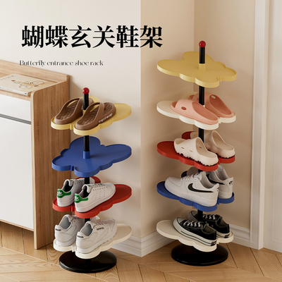 多层鞋架蝴蝶多巴胺玄关家用入户小型空间简易鞋子收纳神器落地柜