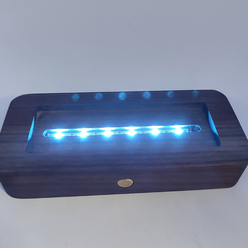 黑胡桃木底座来样定做led发光底座logo浮游花diyT材料水晶方块底