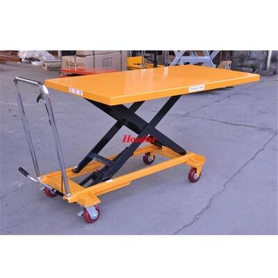 现货大台面PTD500大台面手动液压平台车承重500公斤升降物流台车
