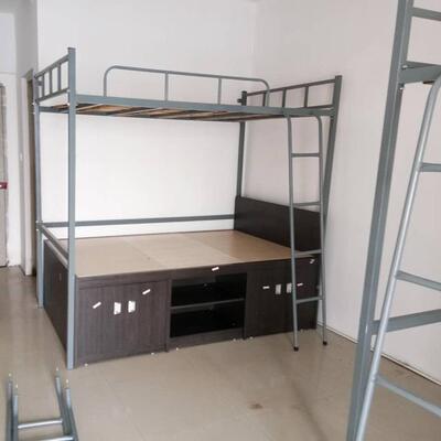 厂家  74079员工宿层铺舍上下 铁架床 学生公寓双铁木床量大价优
