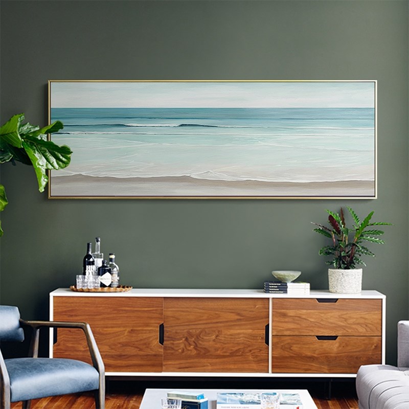 定制现代简约抽象风景装饰画大海C客厅沙发壁画挂画床头背景墙横图片