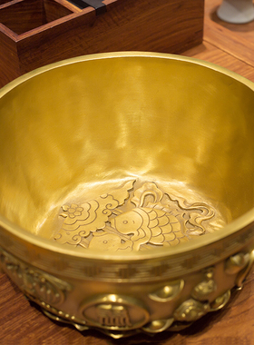 黄铜聚宝盆摆件存钱罐工艺品家居办公室桌面装饰开业乔迁新居礼物