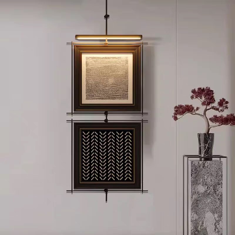 新中式立体金属吊杆装饰画玄关走廊背景墙壁挂酒T店会所墙面壁挂图片
