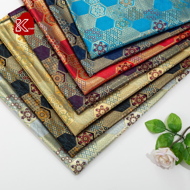 龟甲文织锦缎尼龙儿童马甲加厚金丝笔袋工艺品布料提花西阵织金丝