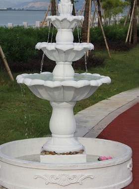 欧式三层婚庆流水喷泉装饰 庭院阳台鱼池 园林水景雕塑大型摆件