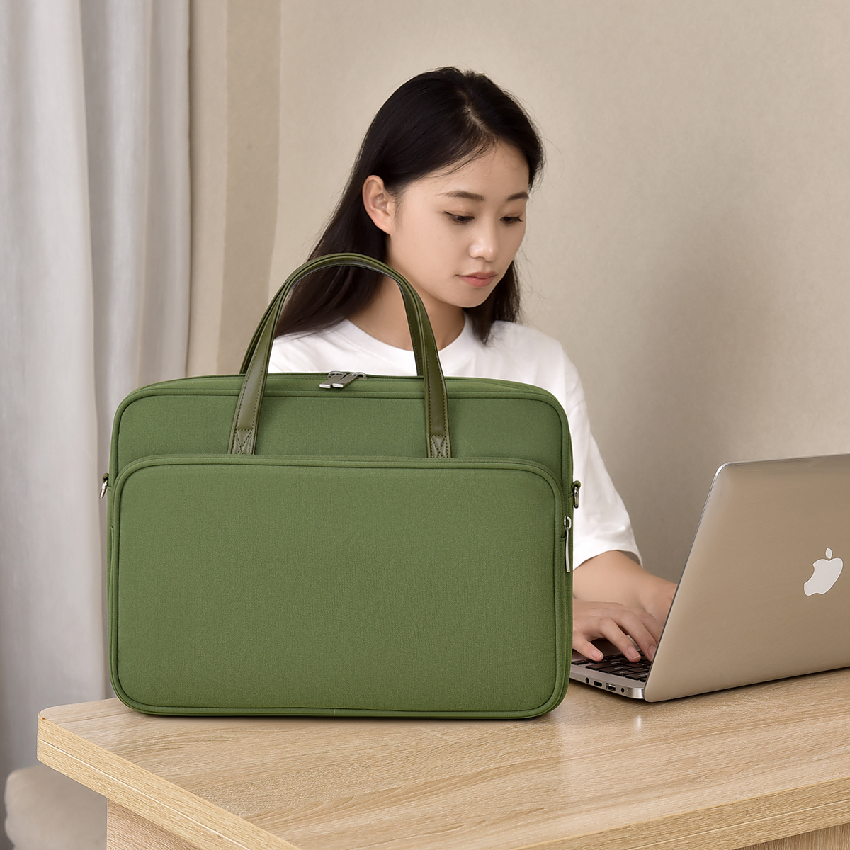 公文包商务手提包男女通勤文件包大容量办公会议电脑包定制印LOGO