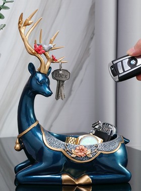 入户玄关收纳摆件进门门口鞋柜装饰品玄关柜放钥匙家居饰品创意鹿