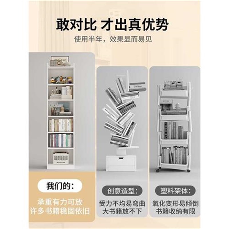 书架置物架落地简易家用多层客厅柜子储物柜窄缝小书柜靠墙边金小