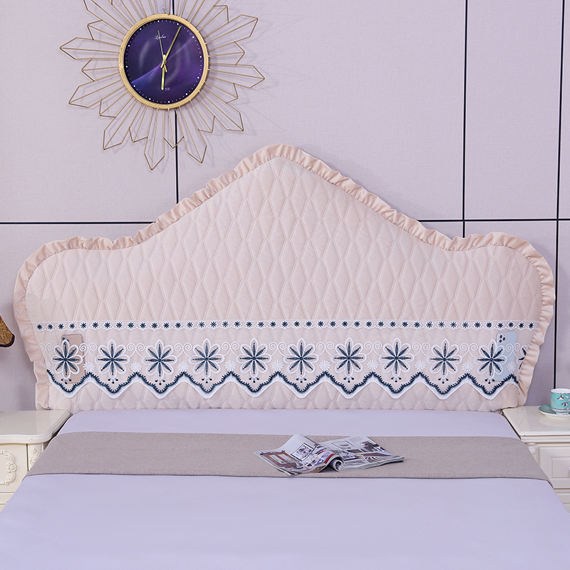 床头套罩可定制新款大方简单欧式弧形半圆木床头罩全包靠背软包套