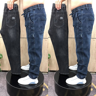 弹力直筒男士 大尺码 牛仔裤 长裤 哈伦老爹 宽松中年耐磨工装 2023秋季