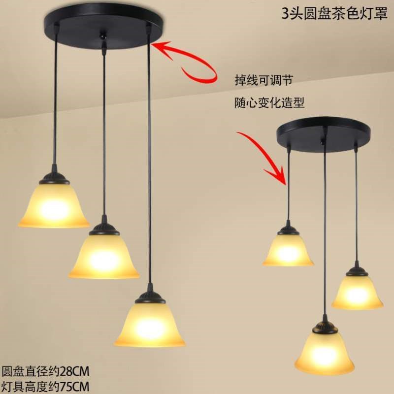 吸顶灯餐厅三头具铁m艺饭厅灯吧台餐吊灯美式简约灯饰欧式鱼线现