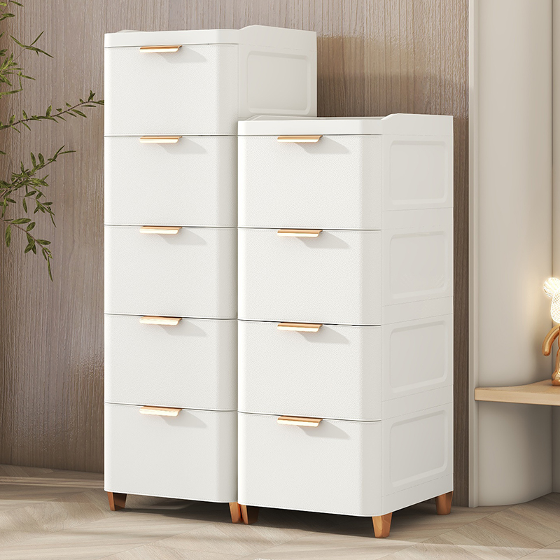 加厚抽屉式收纳柜缝隙置物架多层卧室床头柜塑料五斗柜欧式收纳柜