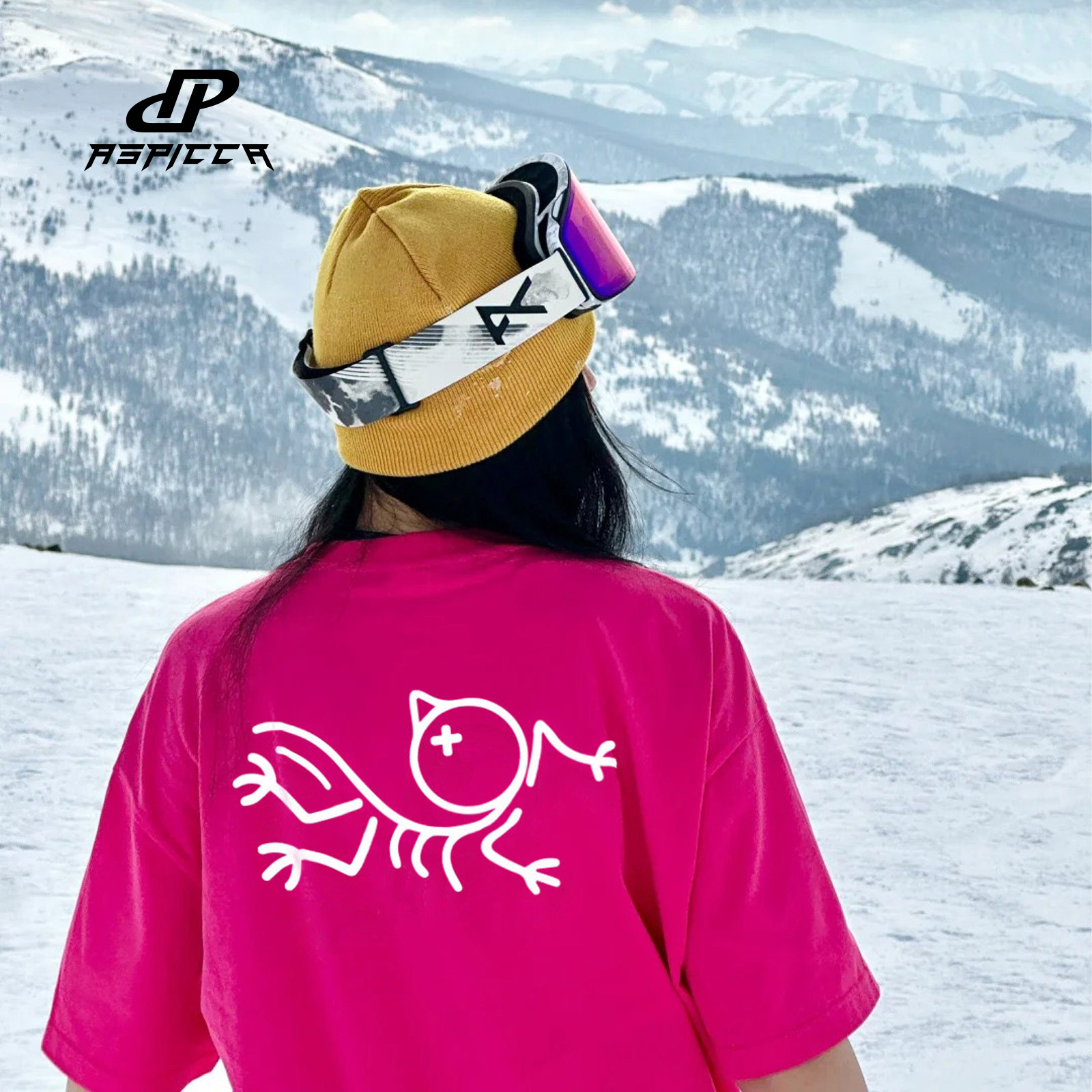 Picca恶搞始祖系列美式复古小鸡印花重磅纯棉宽松落肩百搭简约T恤