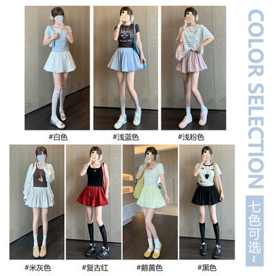 Flan蓬蓬花苞短裙长裙女夏季宽松大码高腰显瘦半身裙垂感裙子甜美