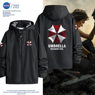 生化危机联名冲锋衣男秋冬安布雷拉保护伞公司大码加绒外套衣服潮