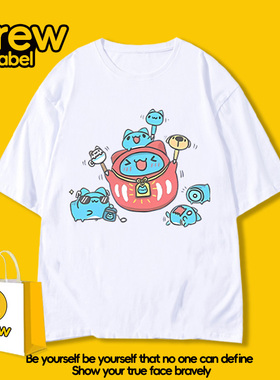 drew猫猫虫咖波联名短袖T恤男夏季2025新款Capoo周边衣服半袖潮