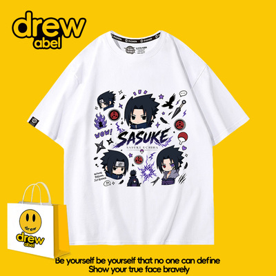 drew 火影忍者卡通联名T恤男夏印花动漫短袖衣服半袖体恤宽松潮流