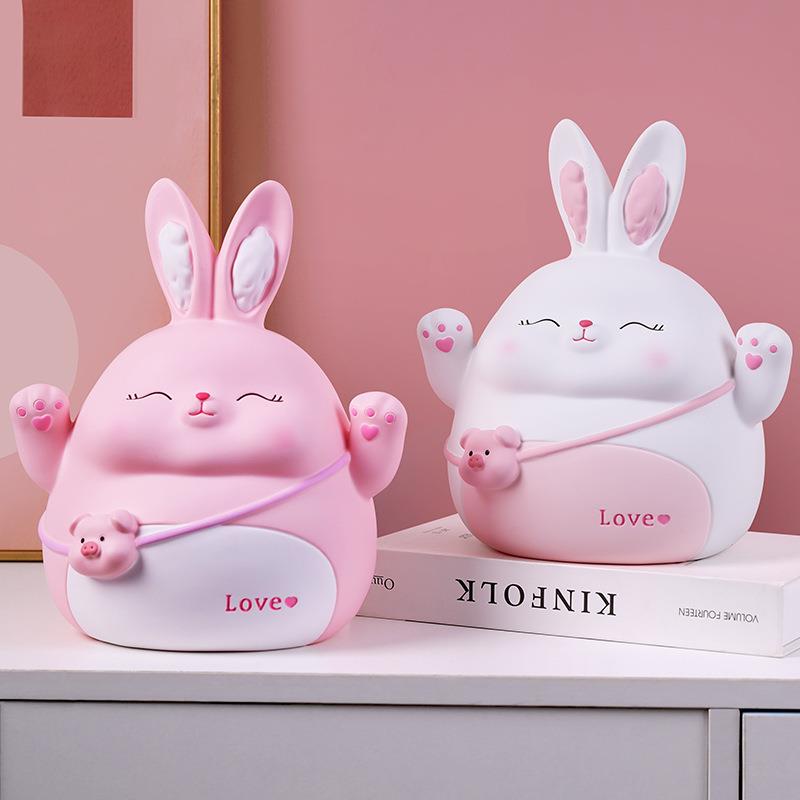 新款兔年存钱罐儿童玩具储蓄罐男女礼品零钱罐攒钱罐工搪胶工艺