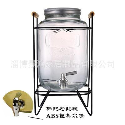 8升加厚玻璃果汁罐带龙头 泡酒瓶果汁鼎饮料瓶带铁架304不锈钢盖