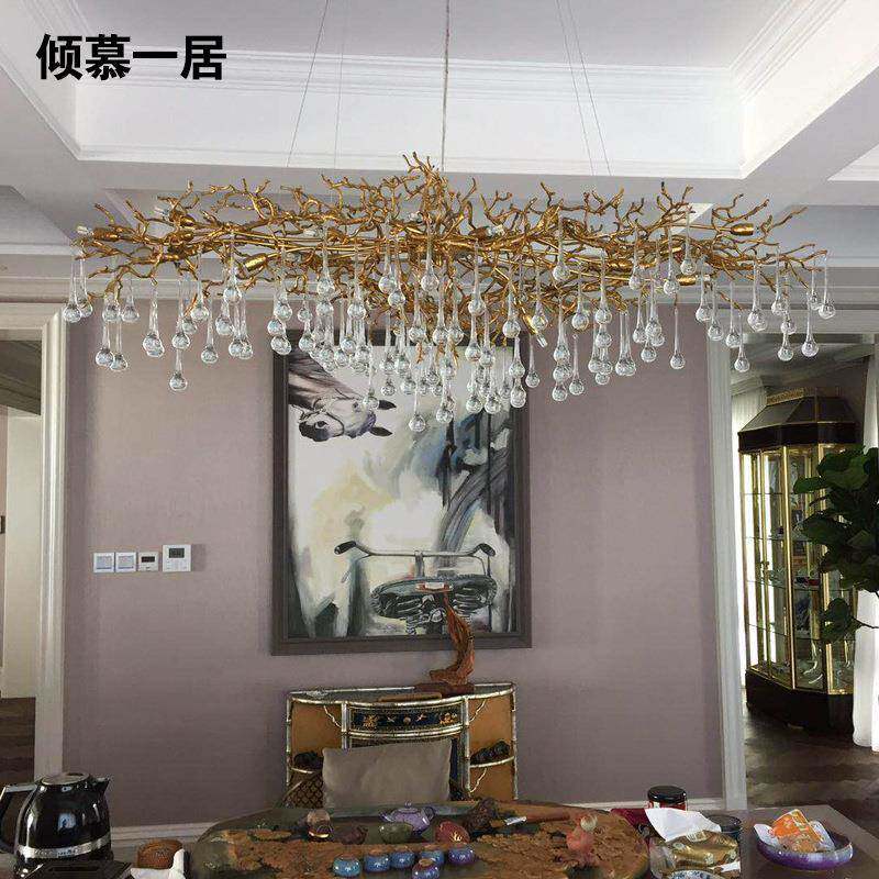 美式水晶灯全铜树枝灯餐厅灯卧室客厅灯酒店工程创意款灯具