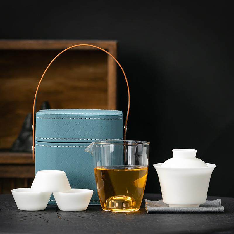 冰种玉瓷羊脂玉功夫旅行茶具便携包快客杯高档轻奢户外露营杯茶具,电子元器件市场,其它元器件,淘宝优惠券,粉丝福利购,淘宝优惠卷