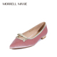 Morrell Maxie粉色尖头丝绒镂空蝴蝶结单鞋 ｜MW261010PK